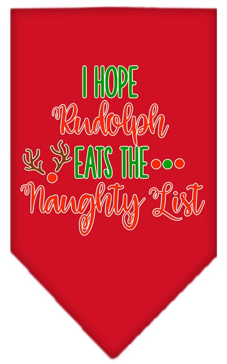 Hope Rudolph Eats Naughty List Screen Print Bandana Red Large